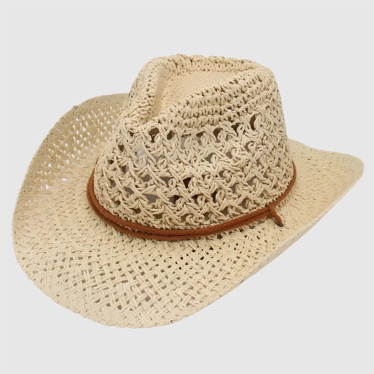 Chapeau de paille cowboy vintage unisexe à large bord