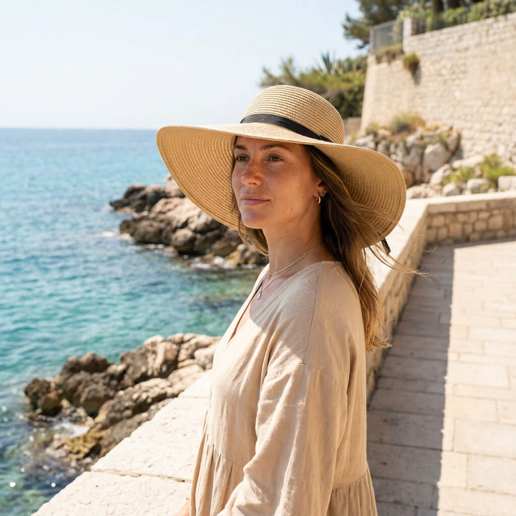 Chapeau de paille d’été pour femme à large bord