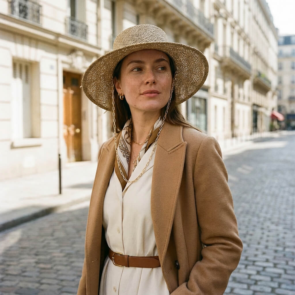Chapeau de paille pour femme à large bord ajouré
