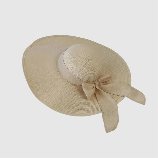 Chapeau de paille pour femme à large bord avec nœud