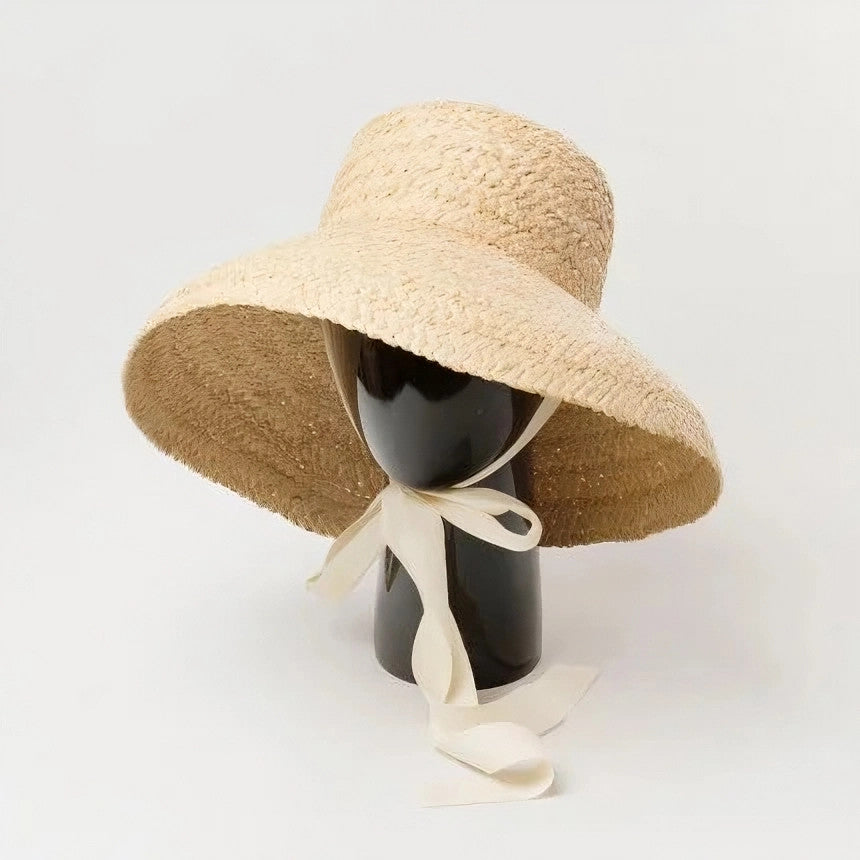Chapeau de paille pour femme à large bord noué
