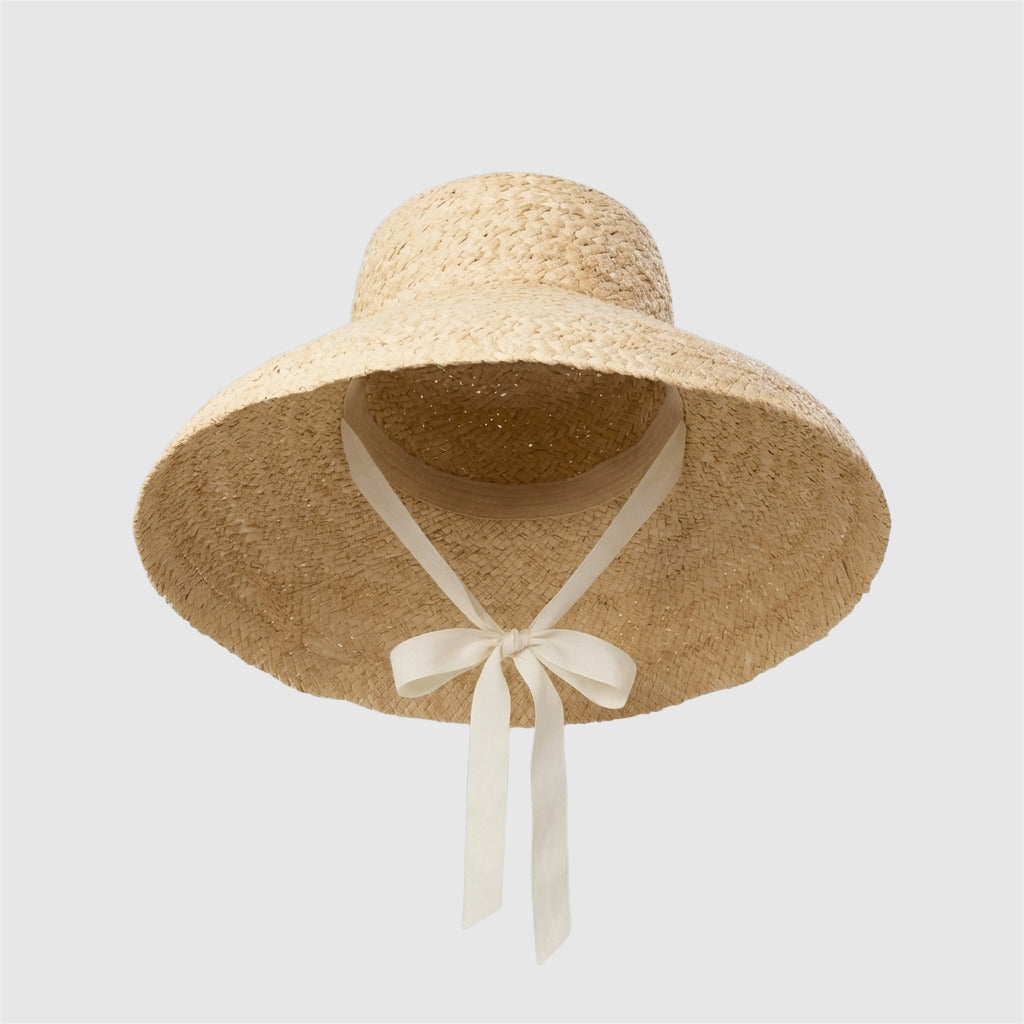 Chapeau de paille pour femme à large bord noué