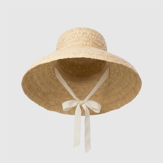 Chapeau de paille pour femme à large bord noué