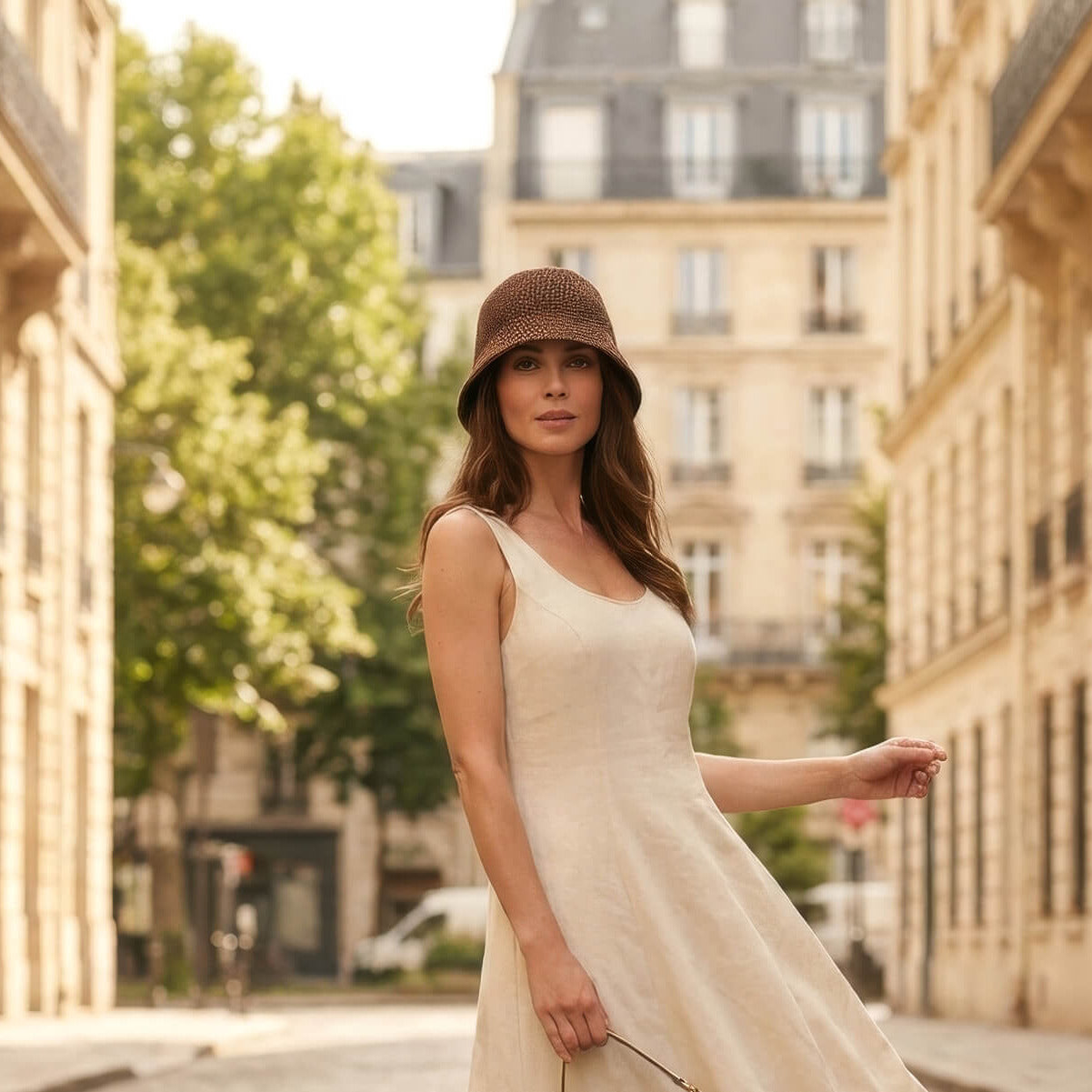 Chapeau de paille pour femme style bob pliable