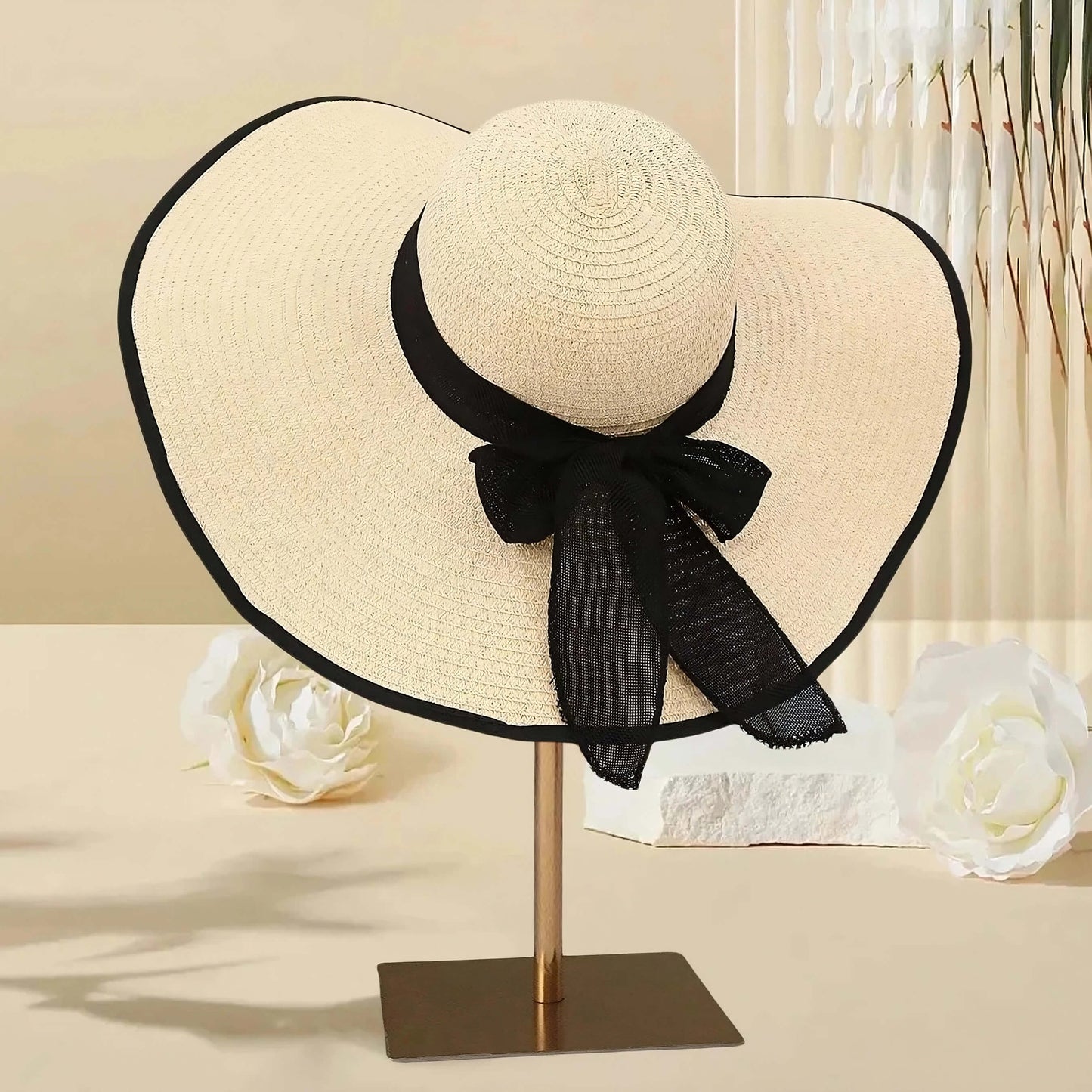 Chapeau de plage d’été pour femme à large bord
