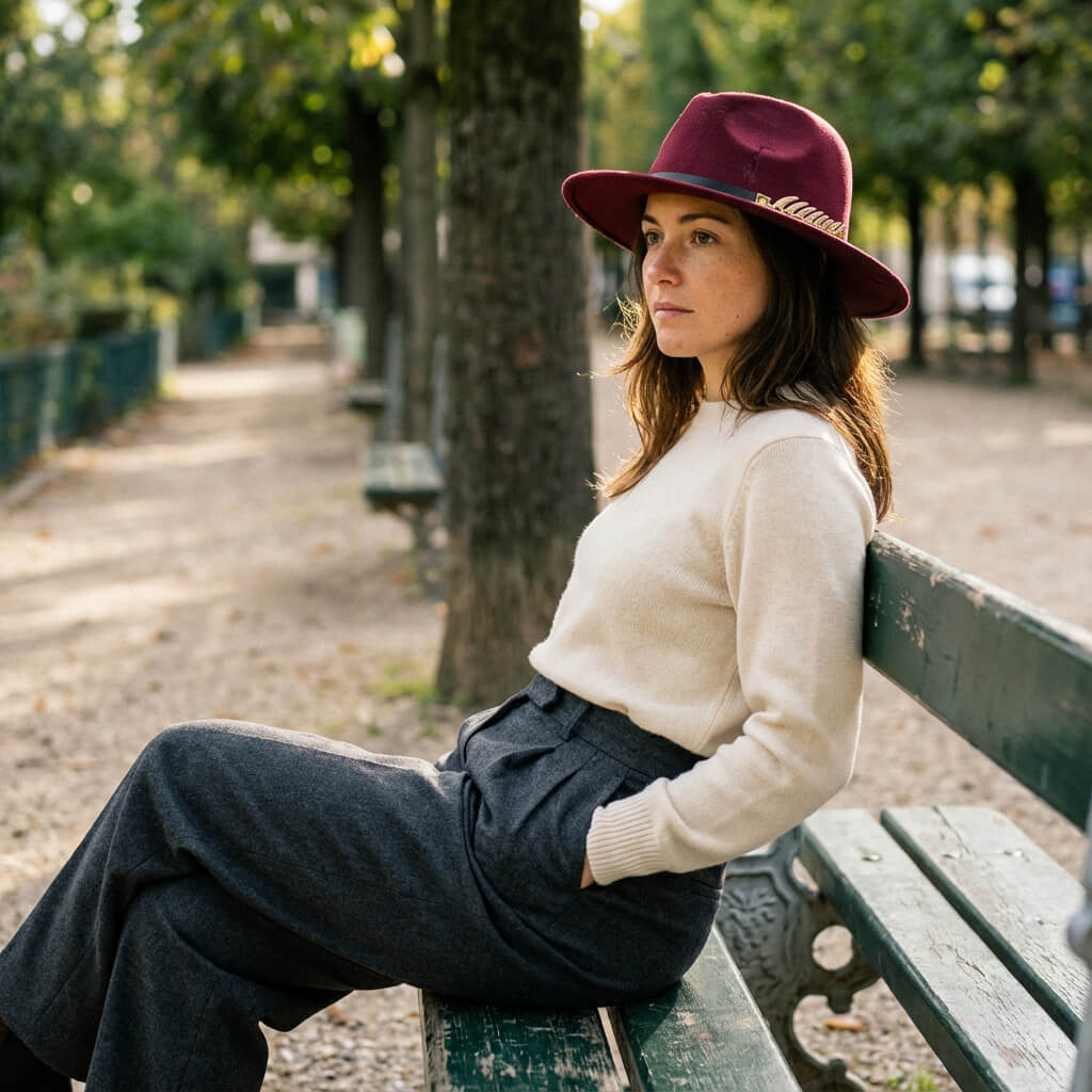 Chapeau fedora à large bord pour femme