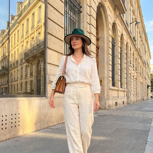 Chapeau fedora bicolore à large bord