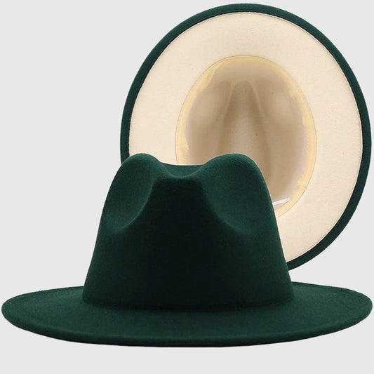 Chapeau fedora bicolore à large bord