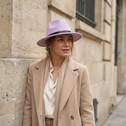 Chapeau fedora classique unisexe en feutre imitation laine