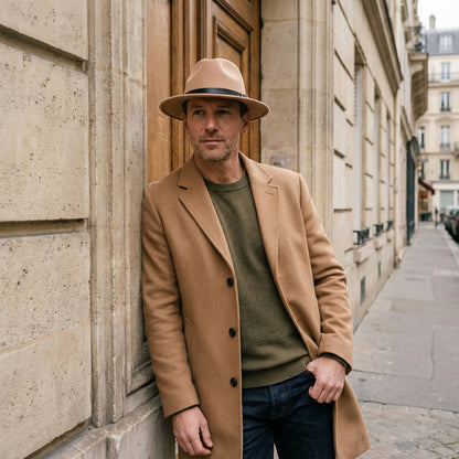 Chapeau fedora classique unisexe en feutre imitation laine