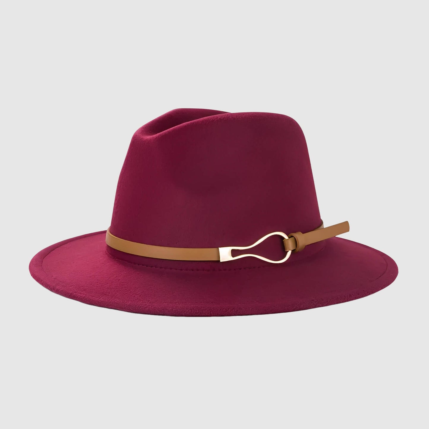 Chapeau fedora en laine mélangée avec ceinture