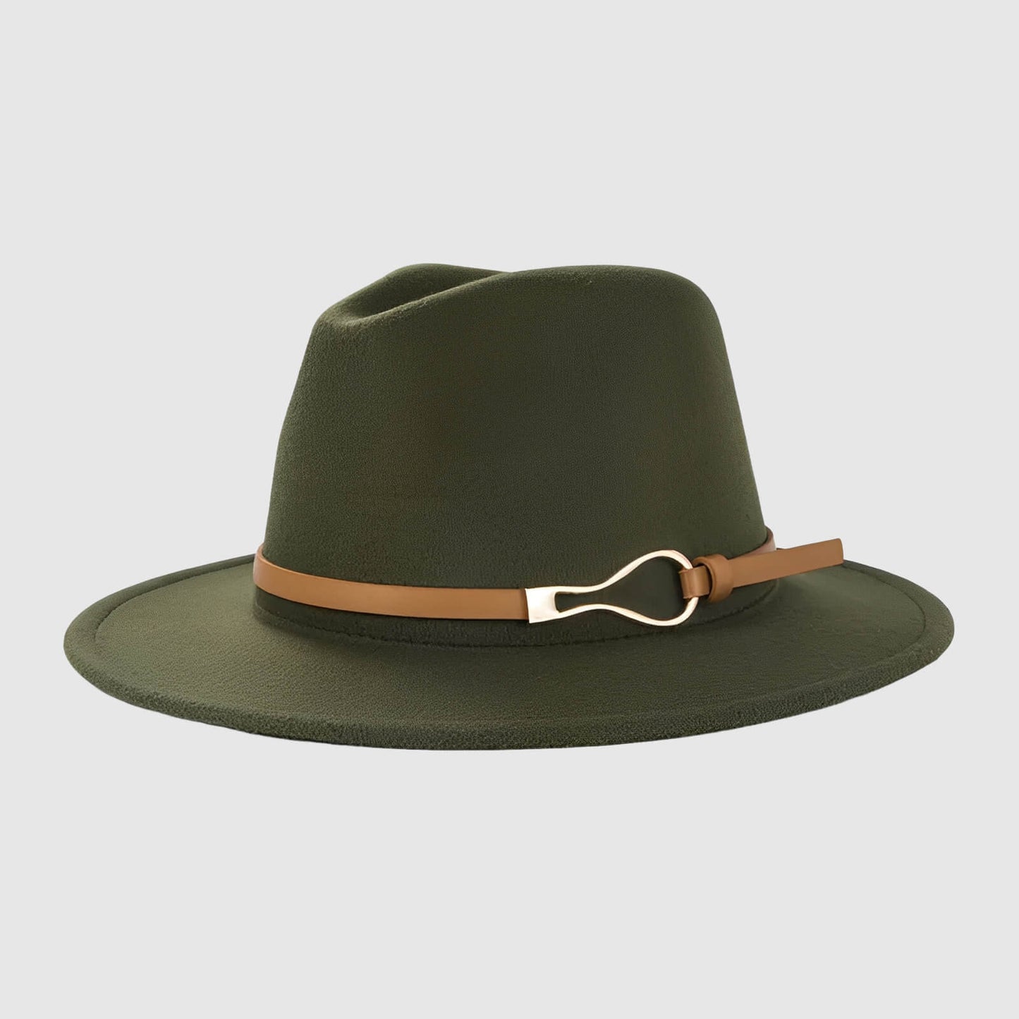 Chapeau fedora en laine mélangée avec ceinture