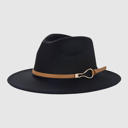 Chapeau fedora en laine mélangée avec ceinture