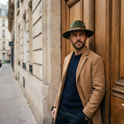 Chapeau fedora en laine unisexe à bord plat