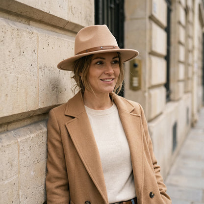 Chapeau fedora en laine unisexe à bord plat