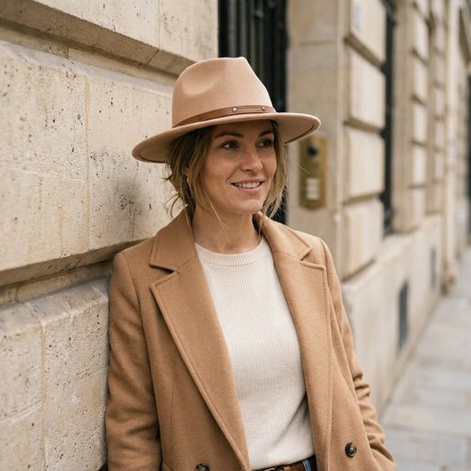 Chapeau fedora en laine unisexe à bord plat