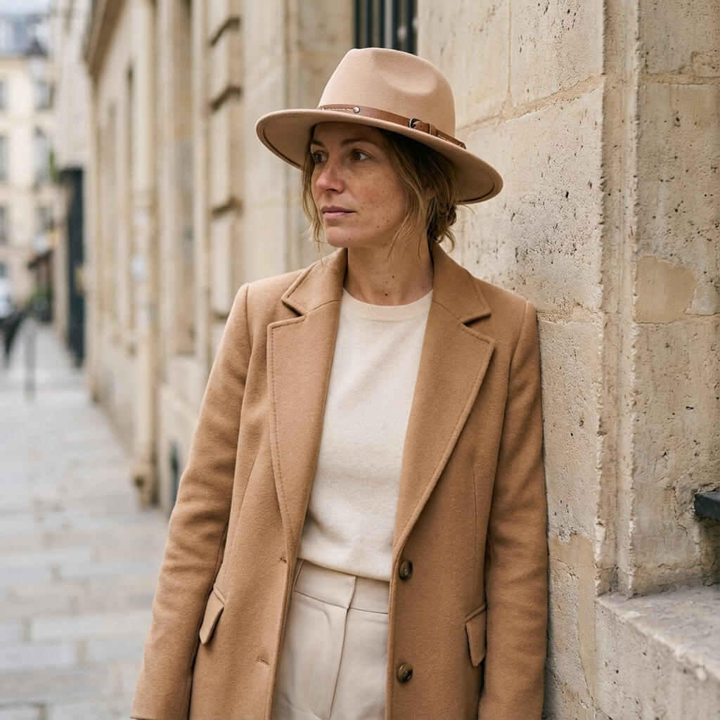 Chapeau fedora en laine unisexe à bord plat