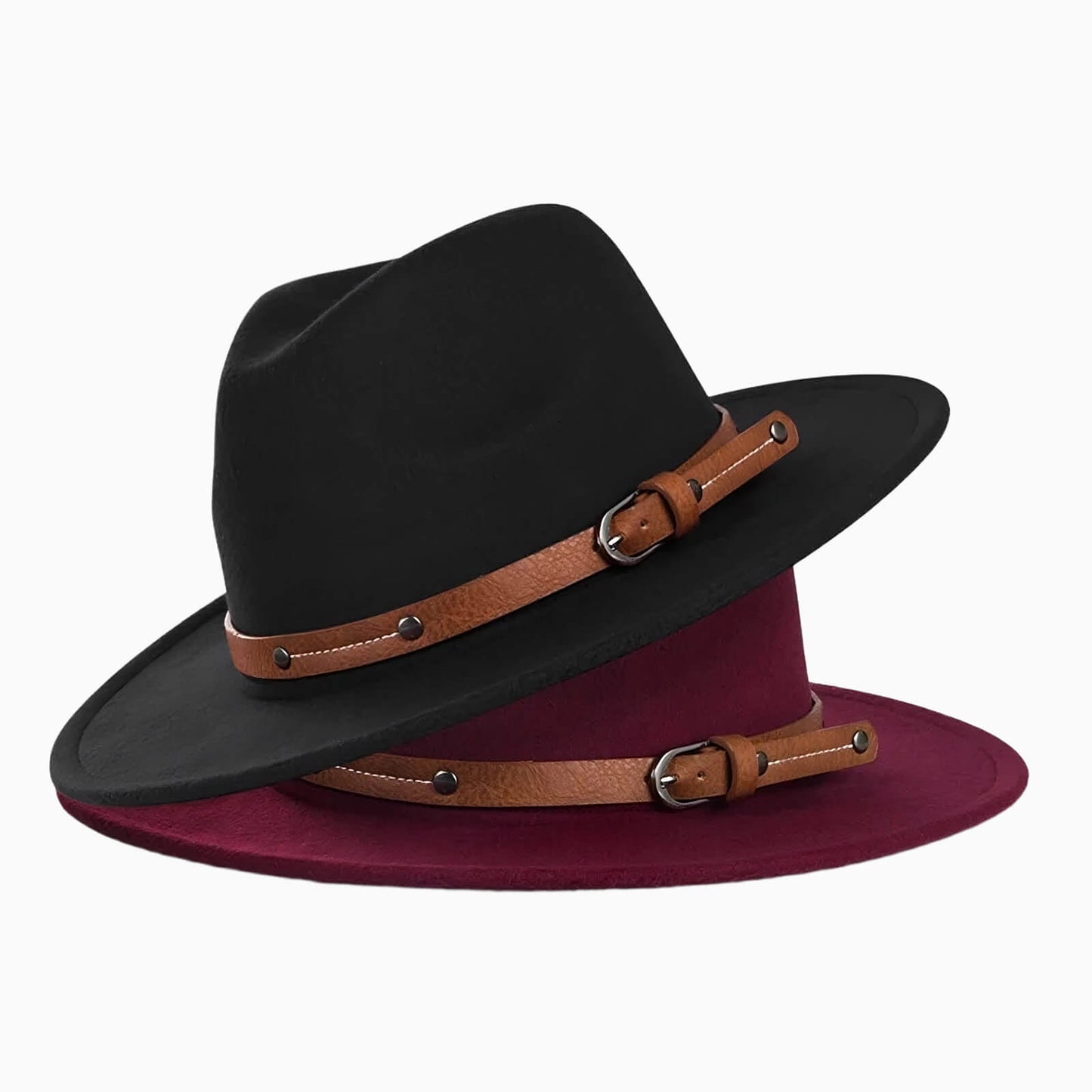 Chapeau fedora en laine unisexe à bord plat