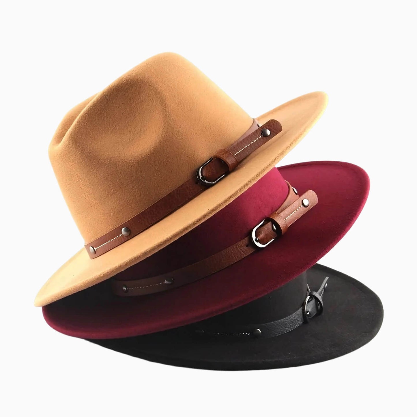 Chapeau fedora en laine unisexe à bord plat