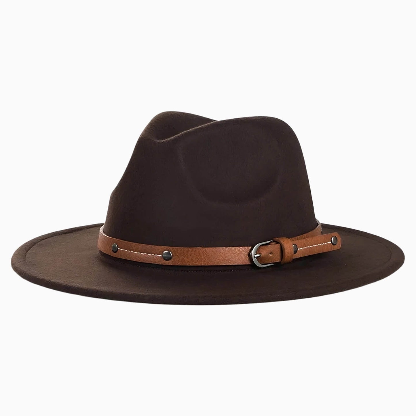 Chapeau fedora en laine unisexe à bord plat