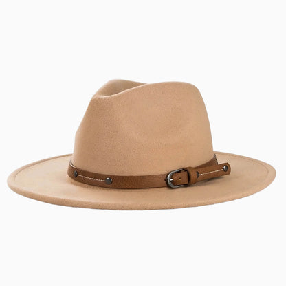 Chapeau fedora en laine unisexe à bord plat