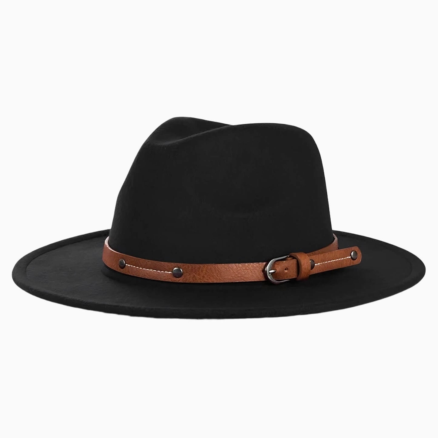 Chapeau fedora en laine unisexe à bord plat