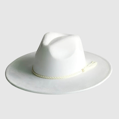 Chapeau fedora en suédine à large bord unisexe
