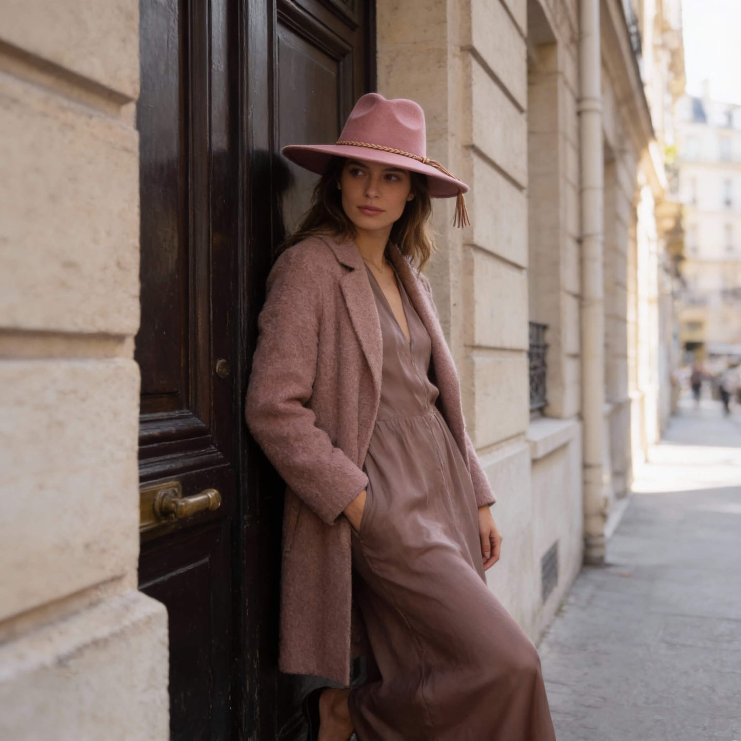 Chapeau fedora en suédine à large bord unisexe
