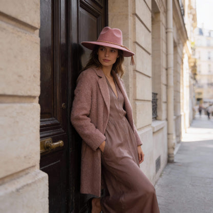 Chapeau fedora en suédine à large bord unisexe