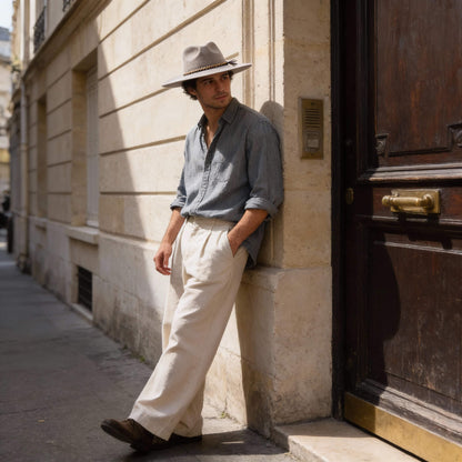 Chapeau fedora en suédine à large bord unisexe