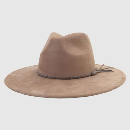 Chapeau fedora en suédine à large bord unisexe