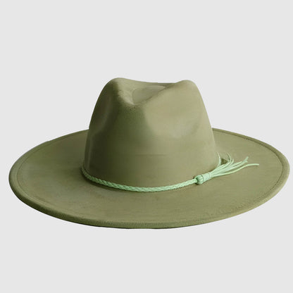 Chapeau fedora en suédine à large bord unisexe
