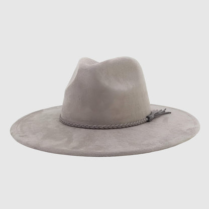 Chapeau fedora en suédine à large bord unisexe