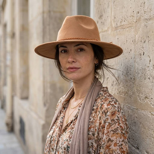 Chapeau fedora en suédine à large bord unisexe
