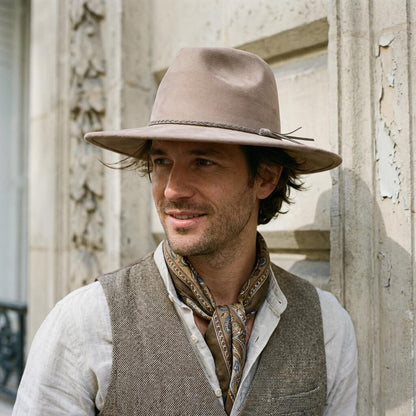 Chapeau fedora en suédine à large bord unisexe