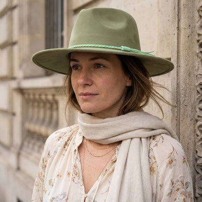 Chapeau fedora en suédine à large bord unisexe