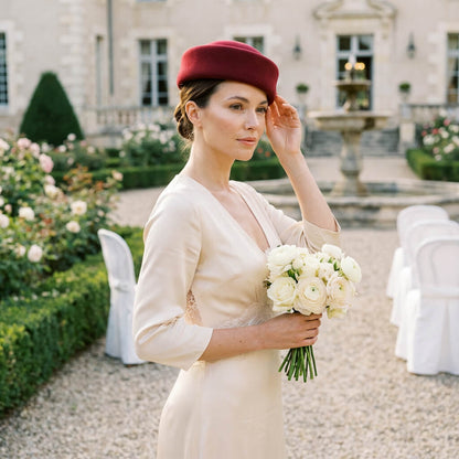 Chapeau mariage vintage en laine pour femme