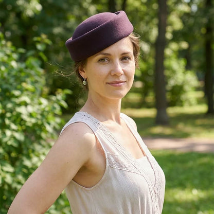 Chapeau mariage vintage en laine pour femme