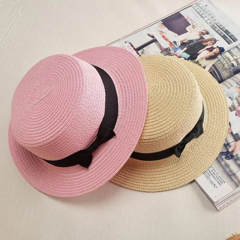 Chapeau Panama en paille avec nœud pour femme
