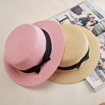Chapeau Panama en paille avec nœud pour femme