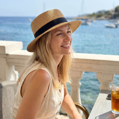 Chapeau Panama en paille avec nœud pour femme