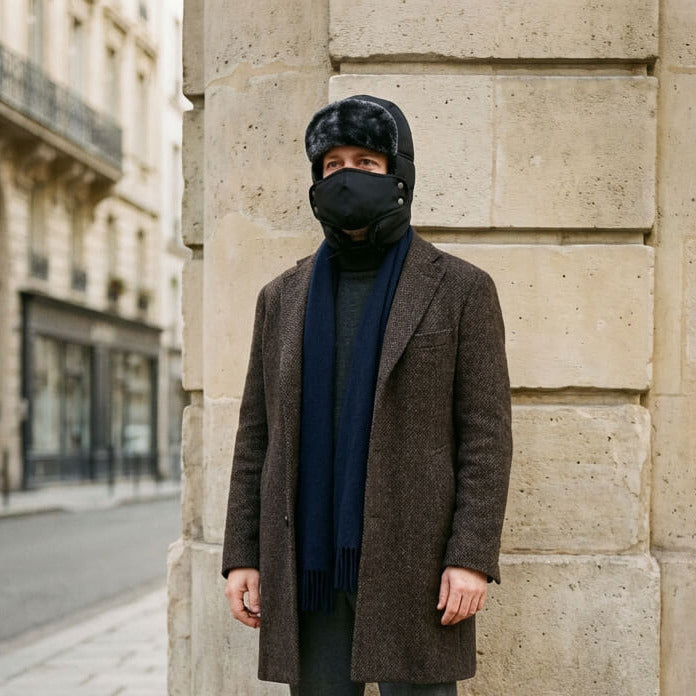 Chapka pilote homme avec masque – spéciale grand froid