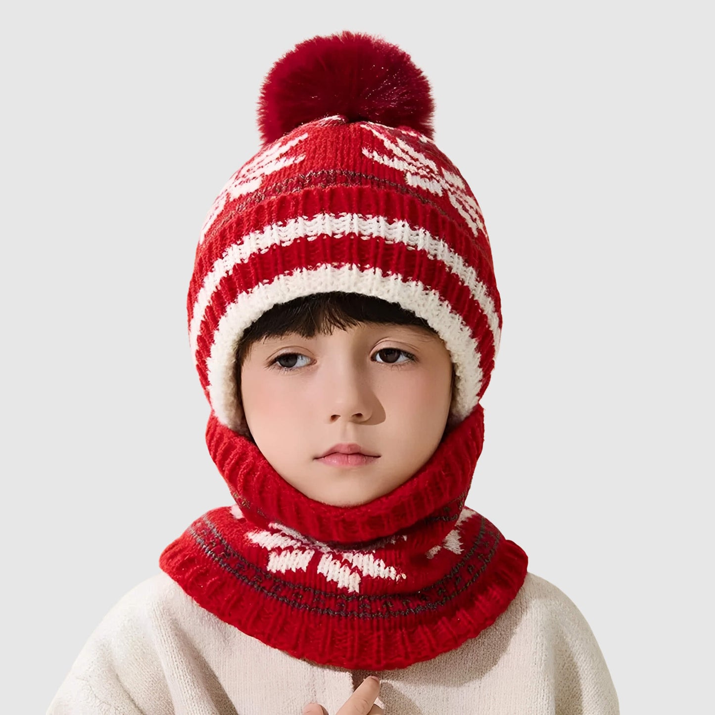 Ensemble bonnet et écharpe enfant – tricot épais pour l’hiver