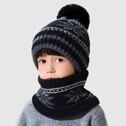 Ensemble bonnet et écharpe enfant – tricot épais pour l’hiver