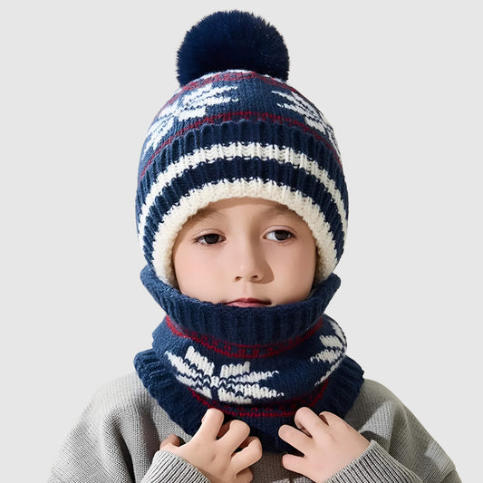 Ensemble bonnet et écharpe enfant – tricot épais pour l’hiver