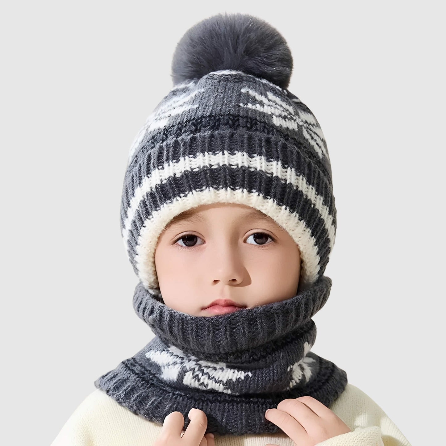 Ensemble bonnet et écharpe enfant – tricot épais pour l’hiver