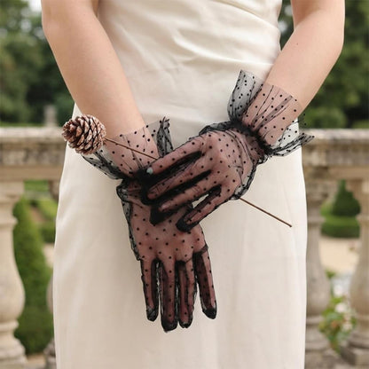 Gants en tulle léger à pois pour cérémonies