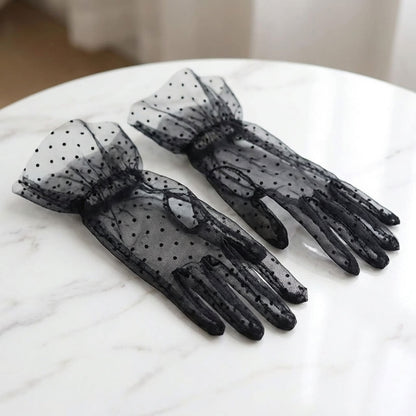 Gants en tulle léger à pois pour cérémonies