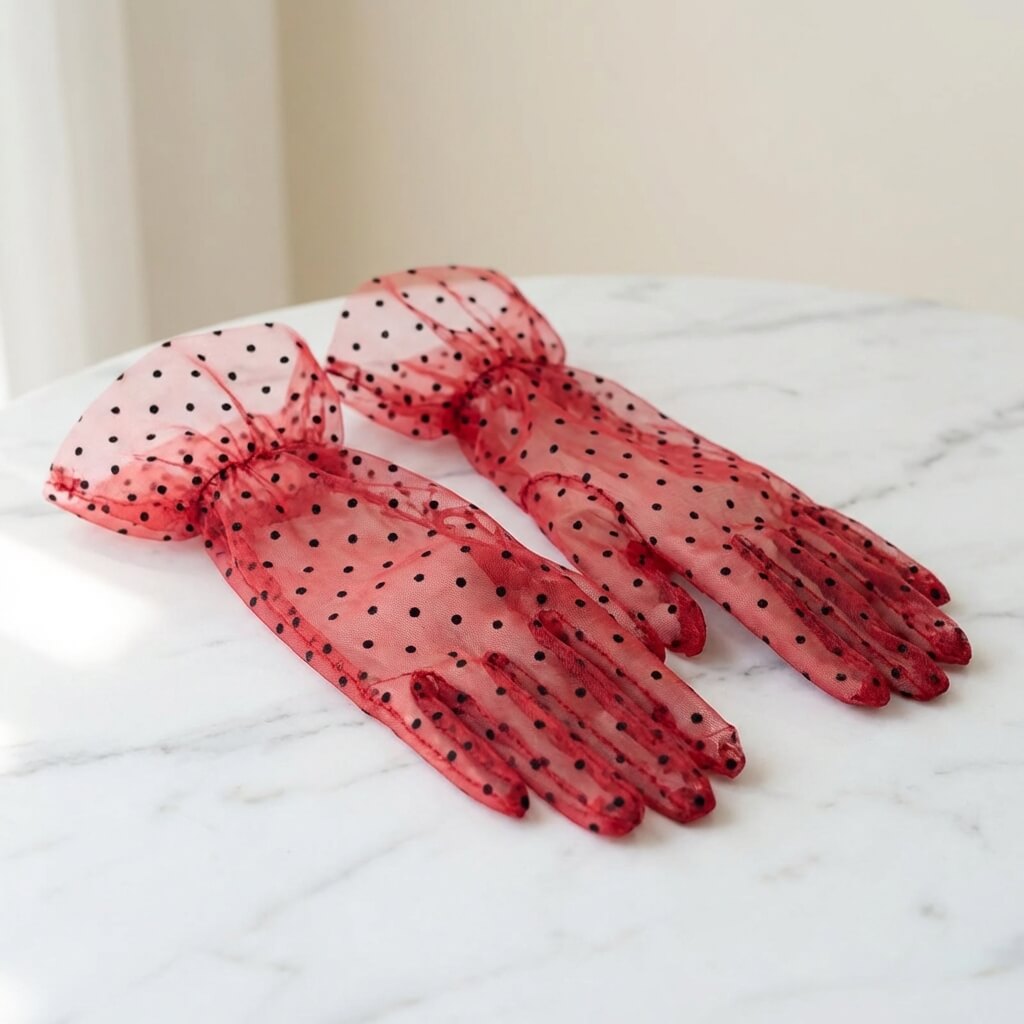Gants en tulle léger à pois pour cérémonies