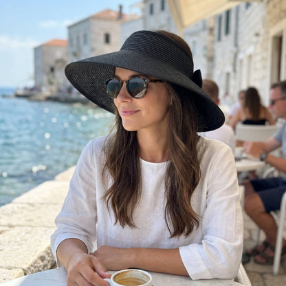 Visière de plage en paille pliable pour femme